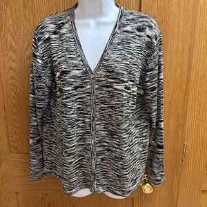 Women's Evelyn & Arthur | Cardigan Sweater Button Front Silk Top - Large